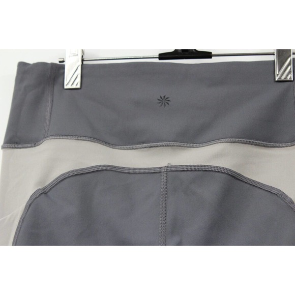 Athleta Leggings Medium Gray White‎ Pull-On Colorblock Tight Lightweight Women - Picture 5 of 13